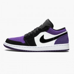 Women's/Men's Nike Jordan 1 Low Court Purple White/Black/Court Purple Jordan Shoes