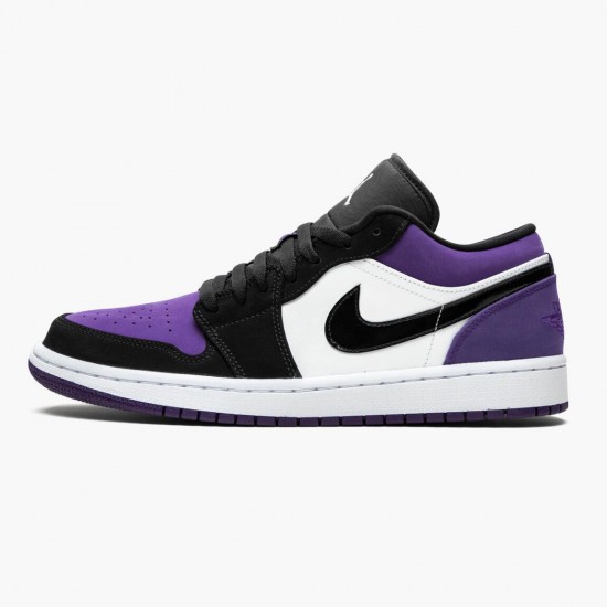 Womens/Mens Nike Jordan 1 Low Court Purple White/Black/Court Purple Jordan Shoes