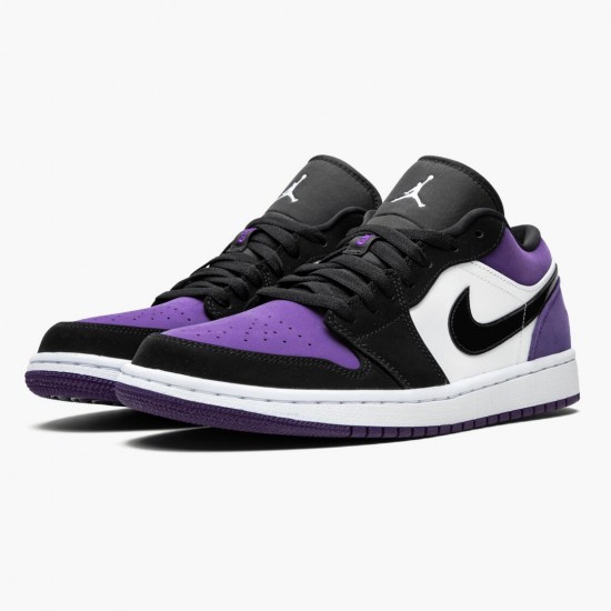 Womens/Mens Nike Jordan 1 Low Court Purple White/Black/Court Purple Jordan Shoes