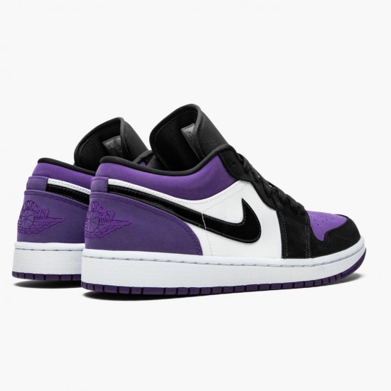 Womens/Mens Nike Jordan 1 Low Court Purple White/Black/Court Purple Jordan Shoes