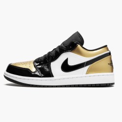 Women's/Men's Nike Jordan 1 Low Gold Toe Black/Gold Black Jordan Shoes