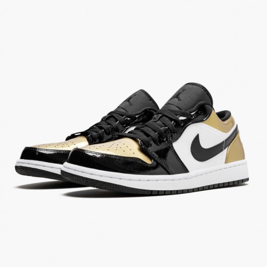 Womens/Mens Nike Jordan 1 Low Gold Toe Black/Gold Black Jordan Shoes