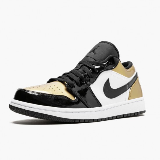 Womens/Mens Nike Jordan 1 Low Gold Toe Black/Gold Black Jordan Shoes