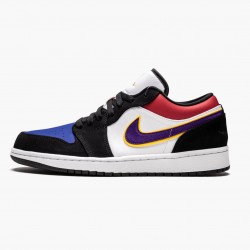 Women's/Men's Nike Jordan 1 Low Lakers Top 3 Black/Field Purple/White Jordan Shoes