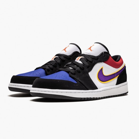 Womens/Mens Nike Jordan 1 Low Lakers Top 3 Black/Field Purple/White Jordan Shoes