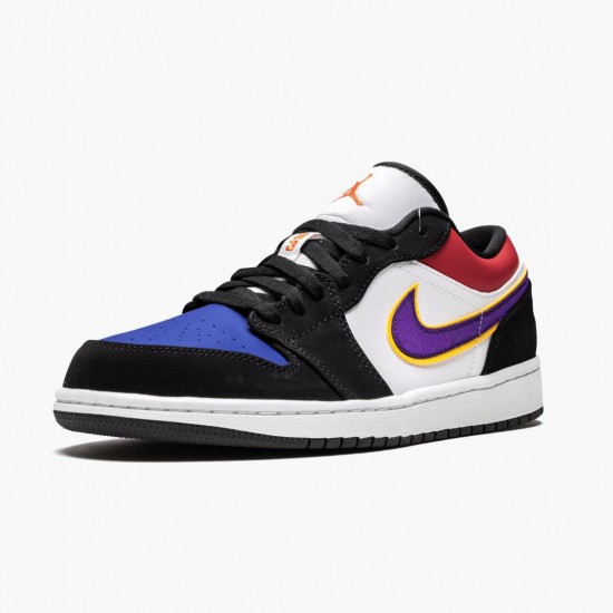 Womens/Mens Nike Jordan 1 Low Lakers Top 3 Black/Field Purple/White Jordan Shoes