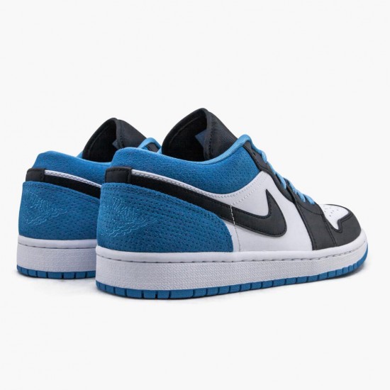 Womens/Mens Nike Jordan 1 Retro Low Laser Blue Black/Black Laser/Blue White Jordan Shoes