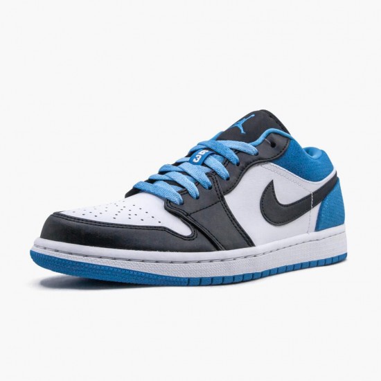 Womens/Mens Nike Jordan 1 Retro Low Laser Blue Black/Black Laser/Blue White Jordan Shoes