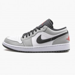 Women's/Men's Nike Jordan 1 Retro Low Light Smoke Grey Lt Smoke Grey/Gym Red White Jordan Shoes