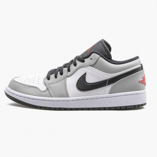 Womens/Mens Nike Jordan 1 Retro Low Light Smoke Grey Lt Smoke Grey/Gym Red White Jordan Shoes