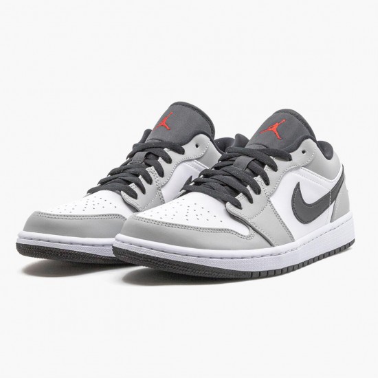 Womens/Mens Nike Jordan 1 Retro Low Light Smoke Grey Lt Smoke Grey/Gym Red White Jordan Shoes