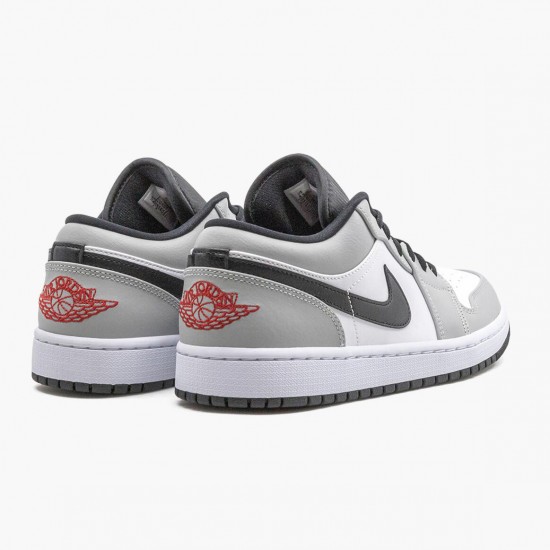 Womens/Mens Nike Jordan 1 Retro Low Light Smoke Grey Lt Smoke Grey/Gym Red White Jordan Shoes