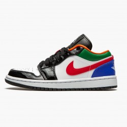 Women's/Men's Nike Jordan 1 Retro Low Multi Color White/White Hyper Royal Jordan Shoes