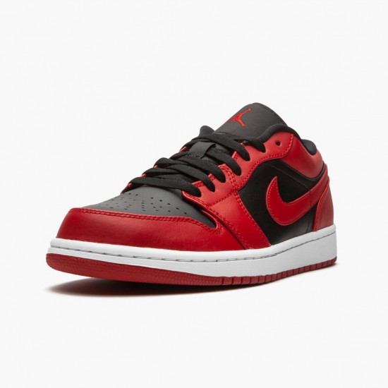 Womens/Mens Nike Jordan 1 Retro Low Reverse Bred Gym Red/Black Gym Red/White Jordan Shoes