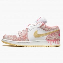 Women's Nike Jordan 1 Mid SE GS Paint Drip Arctic Punch Jordan Shoes