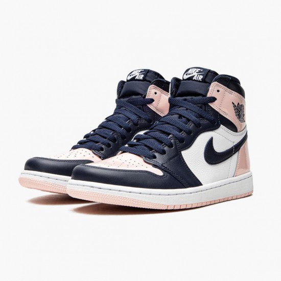 Womens/Mens Nike Jordan 1 High OG Bubble Gum Atmosphere/White-Laser Pink-Obsidian Jordan Shoes