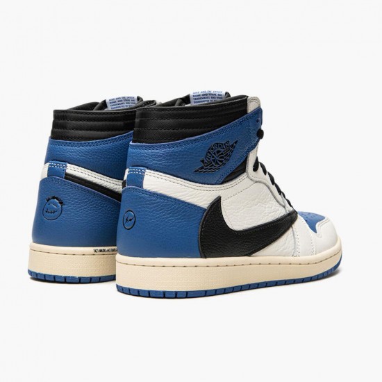 Womens/Mens Nike Jordan 1 High OG SP Fragment x Travis Scott Sail/Black-Military Blue-Shy Pink Jordan Shoes