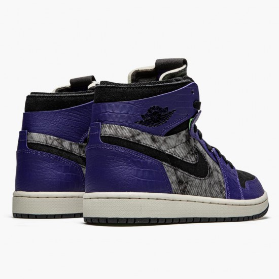 Womens/Mens Nike Jordan 1 High Zoom Air CMFT Bayou Boys Court Purple/Black Electric/Green Jordan Shoes