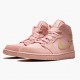 Womens/Mens Nike Jordan 1 Mid Coral Gold Coral StardustClub/Gold/Black Jordan Shoes