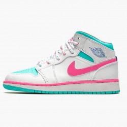 Women's Nike Jordan 1 Mid Digital Pink WhiteDigital Pink Aurora Gree Jordan Shoes