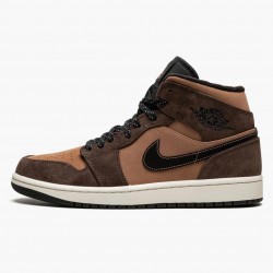 Women's/Men's Nike Jordan 1 Mid SE Dark Chocolate Dark Chocolate/Archaeo Brown/Black/Crimson Bliss Jordan Shoes