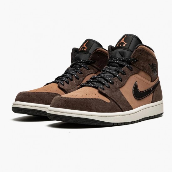 Womens/Mens Nike Jordan 1 Mid SE Dark Chocolate Dark Chocolate/Archaeo Brown/Black/Crimson Bliss Jordan Shoes