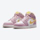 Womens Nike Jordan 1 Mid SE GS Arctic Pink Light Arctic Pink/University Gold/White Jordan Shoes