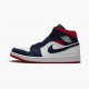 Mens Nike Jordan 1 Mid SE USA White/Midnight Navy/Varsity Red Jordan Shoes