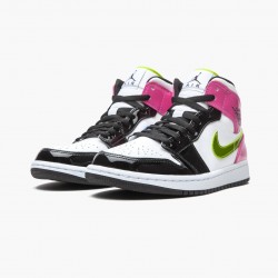 Men's Nike Jordan 1 Mid White Black Cyber Pink White/Black/Cyber Pink Jordan Shoes