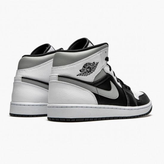 Womens/Mens Nike Jordan 1 Mid White Shadow Black/White/Lt Smoke Grey Jordan Shoes