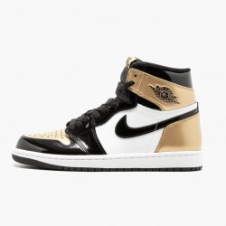 Women's/Men's Nike Jordan 1 Retro Gold Toe Black/Metallic Gold/Summit Whi Jordan Shoes