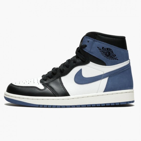 Womens/Mens Nike Jordan 1 Retro High Blue Moon Summit White/Blue Moon-Black Jordan Shoes