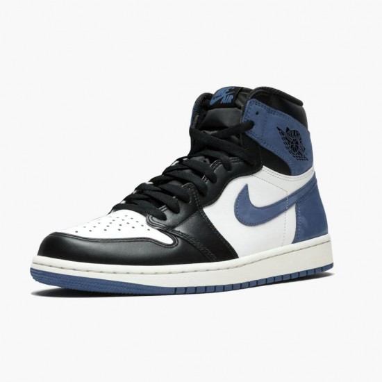 Womens/Mens Nike Jordan 1 Retro High Blue Moon Summit White/Blue Moon-Black Jordan Shoes