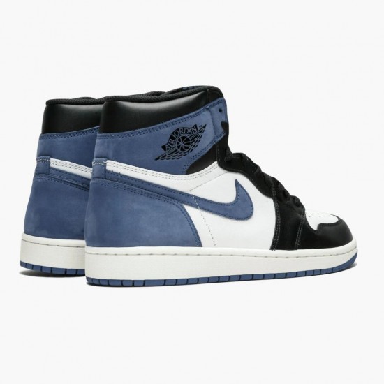 Womens/Mens Nike Jordan 1 Retro High Blue Moon Summit White/Blue Moon-Black Jordan Shoes