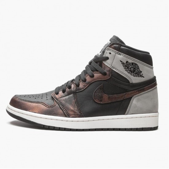 Womens/Mens Nike Jordan 1 Retro High Light Army Rust Shadow Patina Black/Grey Rust Jordan Shoes