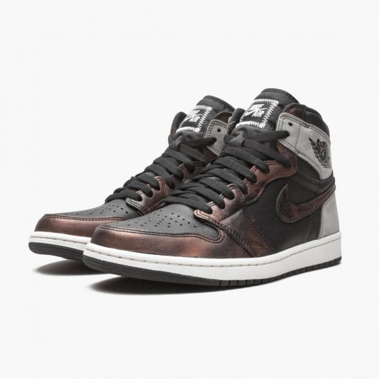 Womens/Mens Nike Jordan 1 Retro High Light Army Rust Shadow Patina Black/Grey Rust Jordan Shoes