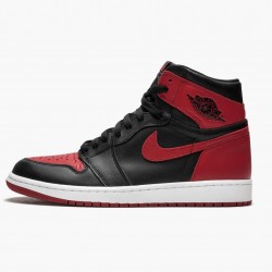 Women's/Men's Nike Jordan 1 Retro High OG Banned Bred Black/Varsity Red-White Jordan Shoes