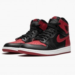 Women's/Men's Nike Jordan 1 Retro High OG Banned Bred Black/Varsity Red-White Jordan Shoes