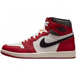 Men's Nike Jordan 1 Retro High OG Chicago Lost and Found Varsity Red/Black-Sail-Muslin Jordan Shoes