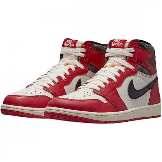 Mens Nike Jordan 1 Retro High OG Chicago Lost and Found Varsity Red/Black-Sail-Muslin Jordan Shoes