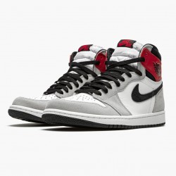 Women's/Men's Nike Jordan 1 Retro High OG Light Smoke Grey White/Black/Light Smoke Grey V Jordan Shoes