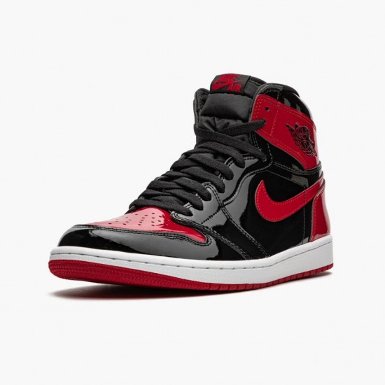 Mens Nike Jordan 1 Retro High OG Patent Bred Red Black/White/Varsity Red Jordan Shoes