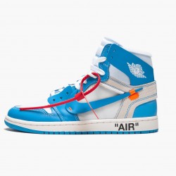 Women's/Men's Nike Jordan 1 Retro High Off-White University Blue White/Dark Powder Blue Cone Jordan Shoes