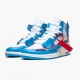 Womens/Mens Nike Jordan 1 Retro High Off-White University Blue White/Dark Powder Blue Cone Jordan Shoes