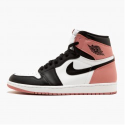 Women's/Men's Nike Jordan 1 Retro High Rust Pink White/Black/Rust Pink Jordan Shoes