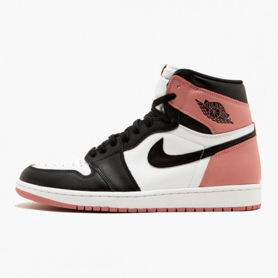 Womens/Mens Nike Jordan 1 Retro High Rust Pink White/Black/Rust Pink Jordan Shoes