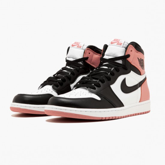 Womens/Mens Nike Jordan 1 Retro High Rust Pink White/Black/Rust Pink Jordan Shoes