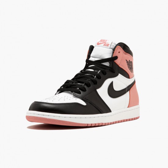 Womens/Mens Nike Jordan 1 Retro High Rust Pink White/Black/Rust Pink Jordan Shoes