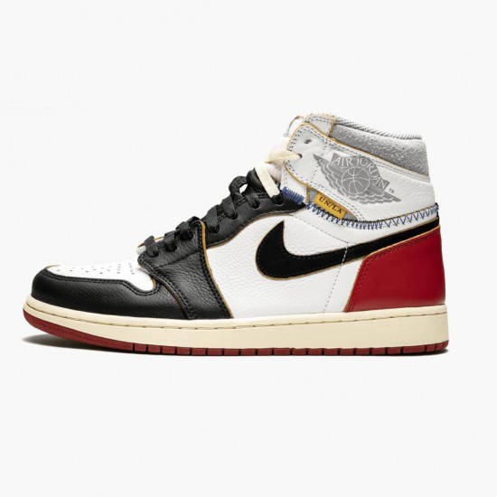 Mens Nike Jordan 1 Retro High Union Los Angeles Black Toe White/Black/Varsity Red/Black Jordan Shoes