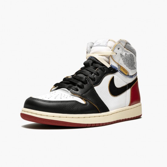 Mens Nike Jordan 1 Retro High Union Los Angeles Black Toe White/Black/Varsity Red/Black Jordan Shoes